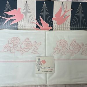 Vintage pillow cases, still in box, never opened! Reigel brand, white/pink emb.